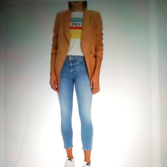 Frame le one skinny organic cotton caspo light washhigh waisted jeans size 2